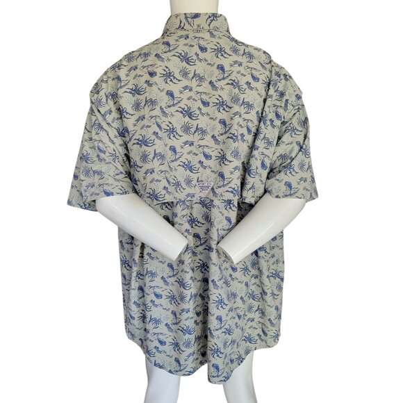 Columbia Super Bahama Mens Tropical Print Short Sleeve Shirt (Size 3XT) - Picture 4 of 8